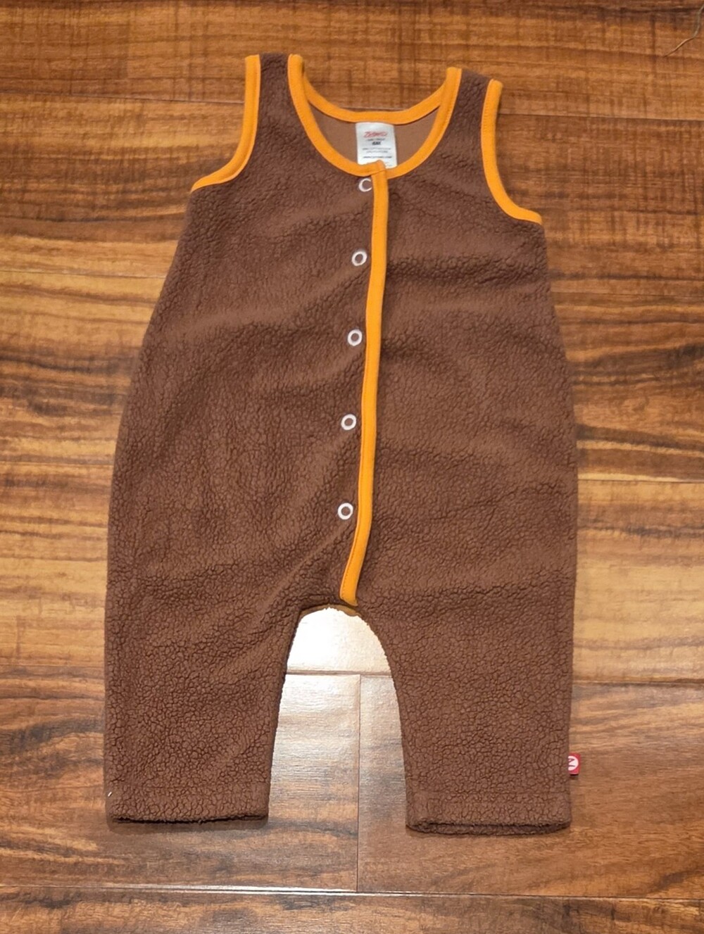 Zutano EUC 6 Months Brown/Orange Fleece Overalls